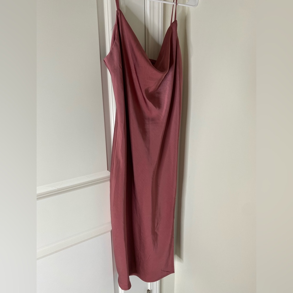 Rue 21 Satin Rose Gold Cowl Neck Dress